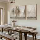 Framed Neutral Wall Art for Living Room, Large 3 Piece Abstract Pastel Grunge Forest Landscape Tree Canvas Artwork Set, Modern Art Decorative Nordic Painting Picture Prints for Hallway Office 24x36 In
