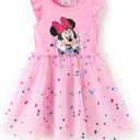 Disney Princess Frozen Elsa Minnie Stitch Toddler Girl Tulle Tutu Dress Ruffle Sleeve Mesh Summer Birthday Party Clothes (8-9 Years)