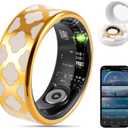 FAHKNS Smart Health Ring for Women Men: Fitness Tracker Ring with Heart Rate,Blood Oxygen,Sleep Monitor,Stress,Steps Counter,IP68 Waterproof for iOS & Android,No APP Fees (Enamel,10#)