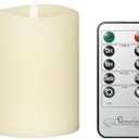 Stonebriar 3 Count Ivory Real Wax 3x4 Flameless LED Pillar Candles with Remote and Timer Pack of 4