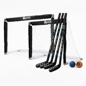 Premier Sports - Kids Hockey Set (4) Sticks, (2) Mini Goals, (1) Foam & (1) Standard Balls Complete Beginner Set for Ages 3-9