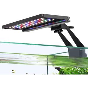 hygger Clip On Full Spectrum Aquarium LED Light, 14W Day-Night Dual Timer Sunrise-Day-Sunset-Moon Fish Tank Light, Adjustable Timer Brightness with 9 Colors for Planted Tank