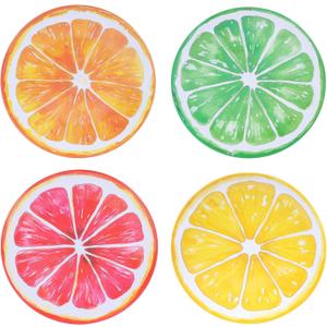 10 Inch Melamine Dinner Plates, Fruit Salad Dishes Set of 4, Summer Dessert Plate for Appetizer, Snacks and Side Plates, Birthday Party Lightweight Plates (Red/Green/Yellow/Orange)