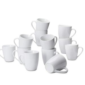 Amazon Basics Porcelain, 12 oz Coffee Mug Set, 12 Count, White  Amazon Basics Porcelain, 12 oz Coffee Mug Set, 12 Count, White