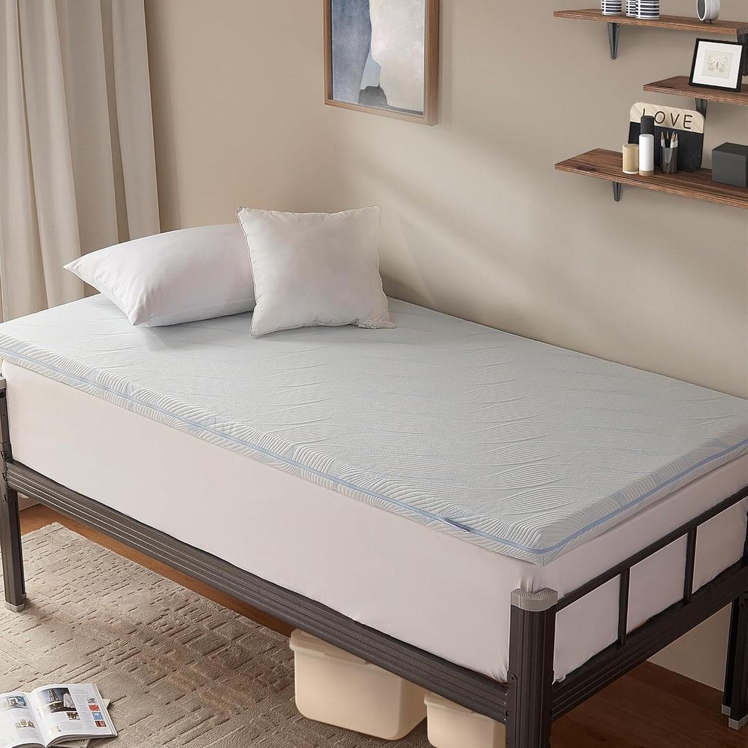 3 Inch Mattress Topper Twin XL, Dual Layer Gel Memory Foam Mattress Pad with Removable Cover, Soft Mattress Topper Twin XL College Dorm