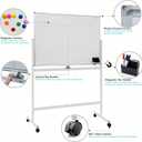 A AIRLLEN Large White Board 48" W x 32" H - Mobile Rolling White Board on Wheels, Dry Erase Display for Home, Office, School (White Frame)