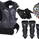 Kids Dirt Bike GearKids Motorcycle GearYouth Chest Protector with Elbow Knee Shin Pad and Gloves, Motocross Protective Gear, Dirtbike Full Body Protection Suit (Small)