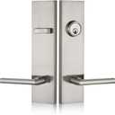 Satin-Nickel Front Door Handle - Modern Entry Door Lock Set with Deadbolt,Exterior Door Lever 3 Keys for Left & Right Hand Door