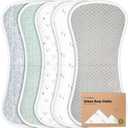 Organic Burp Cloths Baby Boy & Girl - 5-Pack Super Absorbent Cotton Burping Cloths for Babies, Soft & Plush Newborn Spit Up Rags, Infant Towels for Milk Spit Up, Unisex, Large 21" x 10" (Nordic)