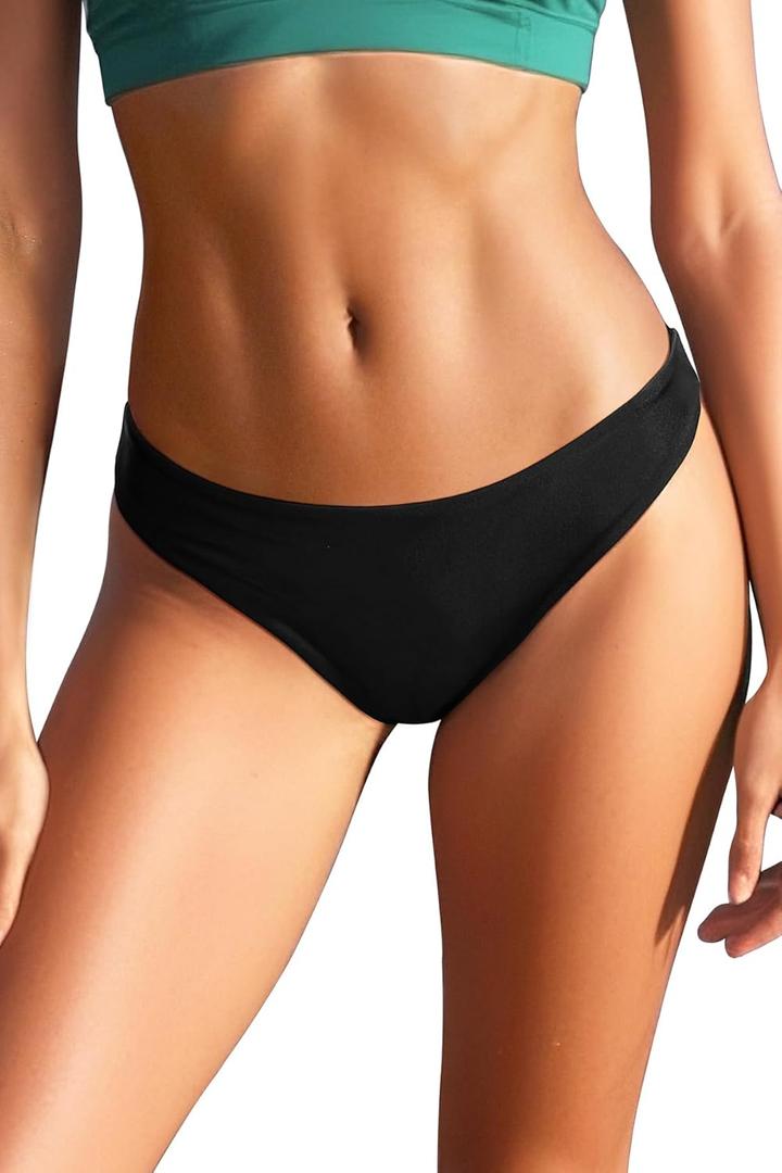 Tempt Me Women Cheeky Bikini Swimsuit Bottom - High Cut Bathing Suit Bottoms Low Rise Brazilian Swim Bottom 2025 Swimwear (Small, Black)
