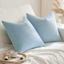 MIULEE Pack of 2 Decorative Farmhouse Linen Pillow Covers Rustic Boho Accent Outdoor Couch Throw Pillow Covers for Cushion Bed Sofa Living Room Home Decor 18x18 Inch Light Blue