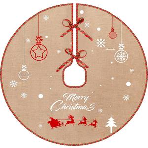 Burlap Christmas Tree-Skirt Fall Decorations - 30 Inch Vintage Rustic Farmhouse Holiday Indoor Decor White Snowflake Reindeer Deer New Santa Wedding Party Jute Tree Skirt