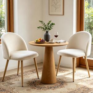 Lightdot Dining Chairs Set of 2, Velvet Living Room Chairs with Padded Seat & Curved Backrest, Mid-Century Modern Kitchen Chairs Accent Chairs for Dining Table, Bedroom, Apartment, Living Space, Beige