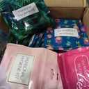 60-Pack Bulk Menstrual Care Kits - Individually Wrapped Packs with Tampon, Maxi Pad, Feminine Wipes & Alcohol Hand Wipe - for Schools, Government Agencies, Shelters & Charities - Assorted Colors