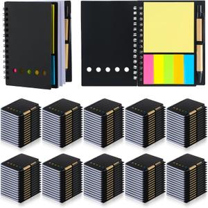 Qilery 150 Pack Lined Spiral Notebook Small Notepad and Pen Set Steno Pads Lined Notepad Black Pocket Notebook for Business Office Supplies