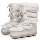 Furry Faux Fur Boots for Women - Fuzzy Boots for Women Winter Snow Boots - Fluffy Black White Pink Fur Boots- Lace-up Mid-Calf Water-Resistant Platform Boots 37/38