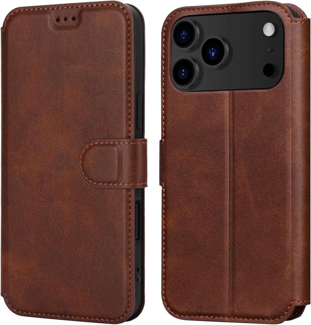LOHASIC for iPhone 17 Pro Max Case Wallet, Flip Folio Case with Card Holder, [4 Card Slots], PU Leather 6.9" Cover for Apple 17 ProMax Men Women with Kickstand, Brown