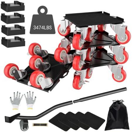 【Upgrade Large】 Furniture Dolly,Furniture Movers with 5 Wheels,Carbon Steel Panel Heavy Duty Dolly,Furniture Lifter with 5 360° Rotatable Rubber Universal Wheels,Maximum Load 3474LBS