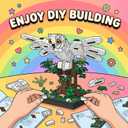Snowy Owl Building Blocks Set Flying Bird Micro Mini Bricks Toy on Tree Magic Animal Desk Decor Display Ornament DIY Creative Hobby Gifts for Adults Teens