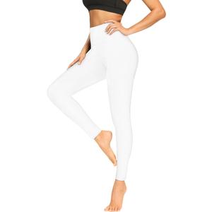 FULLSOFT Soft Leggings for Women - High Waisted Tummy Control No See Through Workout Yoga Pants (Small-Medium, 1-white)