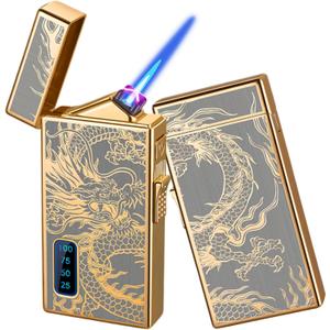 Dragon 2 in 1 Dual Arc & Jet Flame Torch Lighter - USB Rechargeable with Battery Indicator, Refillable Windproof Plasma Infinity Lighter