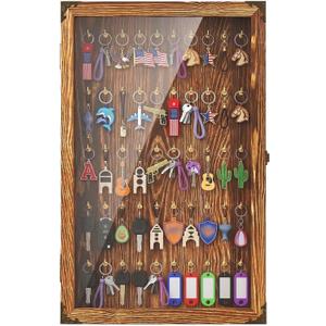 Large Wall-Mounted Keychain Display Case, 50 Hooks, 14.2 inches x 24.4 inches x 2.6 inches