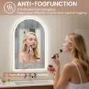 30''x20'' Arched LED Bathroom Mirror with Lights, Lighted Mirrors for Bathroom Wall, Anti-Fog, 3 Colors Dimmable, Memory Function, Backlit + Front Lit, Waterproof, Shatter-Proof, Golden Framed Arched