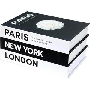 Decorative Books for Coffee Table Decor,3 Pieces Stylish Fake Books of Room Decor Aesthetic,for Home Decor,Stacked Book Decor - Shelf,Entryway,Console Table,Fireplace Mantel Decor(Black and White)