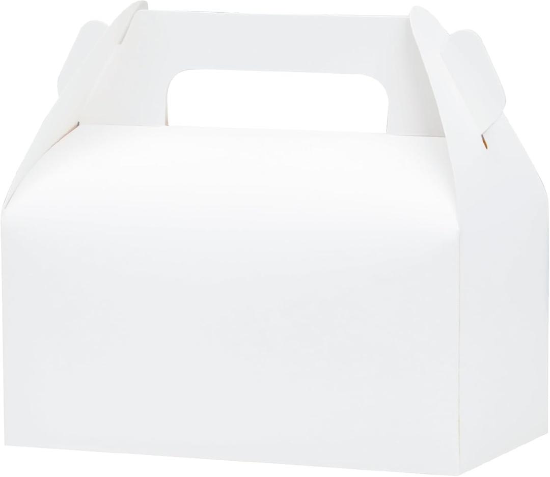 8 x UnicoPak 10 Pack Party Favor Boxes Treat Boxes, White Gable Gift Boxes for Party Favors Goodies Cookies Treats Candies Meals Lunch, 6.5x3.5x3.5 Inches
