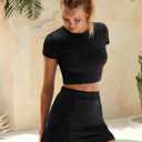 UNIANKIYA Summer Two Piece Skirt Set for Women Running Matching Workout Set Athletic Skort Sets Women 2 Piece Outfits 2026 (Black, L)