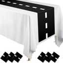 Preboun 6 Pcs Plastic Checkered Table Runner 14 x 108 Inch Racetrack Road Table Runner for Two Fast Car Theme Birthday Racing Party Decor Events Supplies (Black White Race Track)