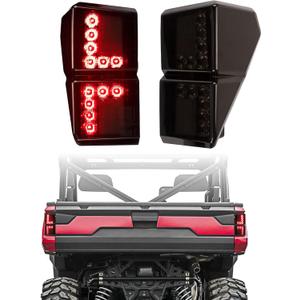 For Polaris Ranger Tail Lights Compatible 2024 Polaris Rangers 1000 XP Crew accessories 2019 2018-2026 tail light Rear Brake Stop Lights Replace #2413766 2413767 (Smoked Lens Tail Lights)