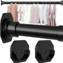 Tension Closet Rod 30-64 Inches,No Drilling Adjustable Closet Rods for Hanging Clothes,Space Saving Tension Curtain rod Closet Bar for Wardrobes Windows(With Holder)
