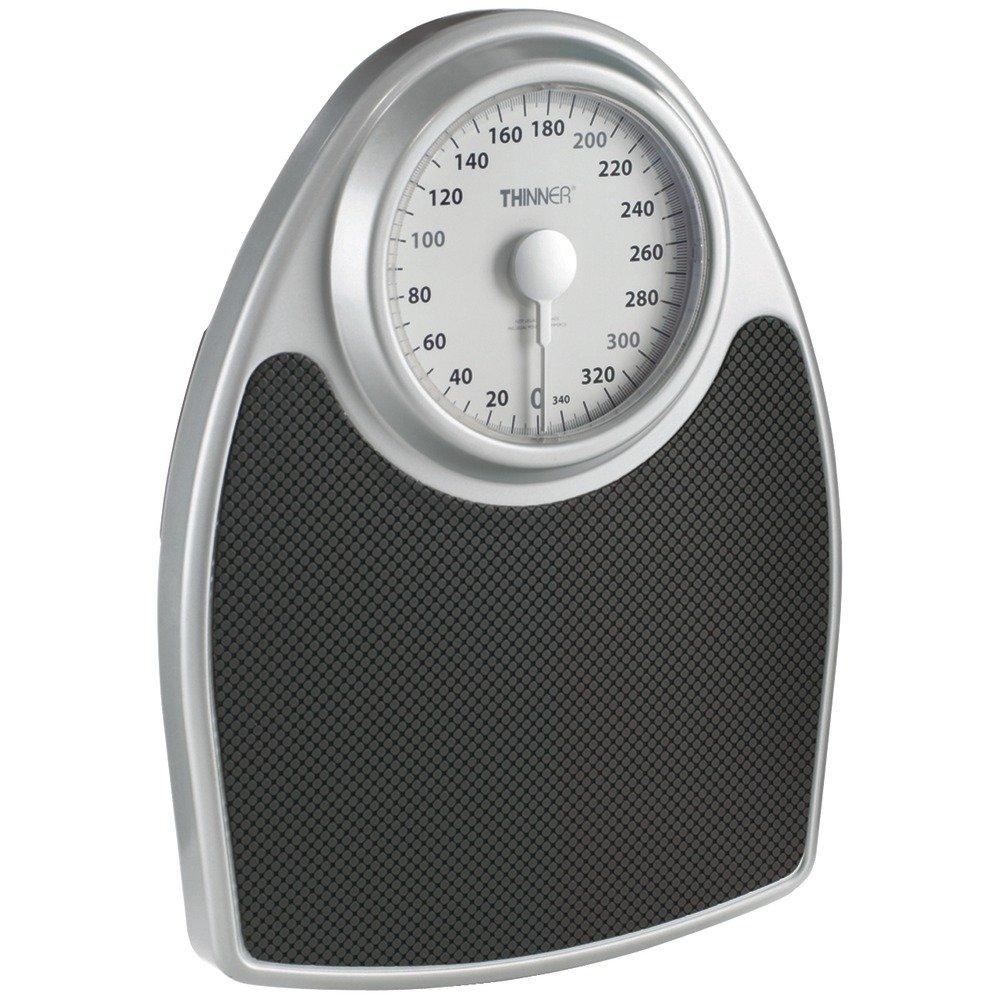 Thinner by Conair Scale for Body Weight, Analog Bathroom Scale in Black (1 Count)