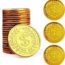 TCOTBE Pirate Gold Coins Plastic Set of 100,Play Gold Treasure Coins for Play Favor Party Supplies, Pirate Party, Treasure Hunt Game and Party Favors