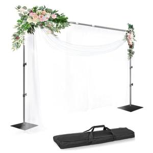 EMART Backdrop Stand, 8.5ft Height 10ft Width Adjustable Photography Background Support Poles with Heavy Duty Flat Base, Photo Metal Steel Pipe and Drape Frame Kit for Parties Birthday Wedding - Black