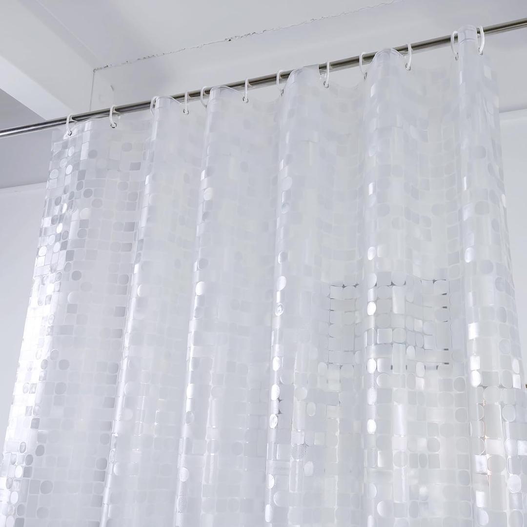 Short Clear Shower Curtain Liner 60 Inch Long, Waterproof Plastic Bathroom Curtain Liners, Semi Transparent, Hotel Quality, Machine Washable, 72 X 60 Inch