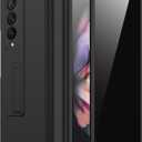 Miimall for Samsung Galaxy Z Fold 3 Case with Privacy Screen Protector, [Anti Spy] Built-in Adjustable Kickstand & Magnetic Hinge Protection Full-Body Protective Case for Galaxy Z Fold 3 5G Black
