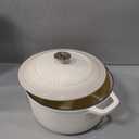 Mueller Cast Iron Dutch Oven Pot with Lid, 6 Quart Enameled, Dual Handles, Stainless Steel Knob, Stew & Induction Pot - For Braising, Roasting, Baking, Cast Iron Bread Pan with Lid, White
