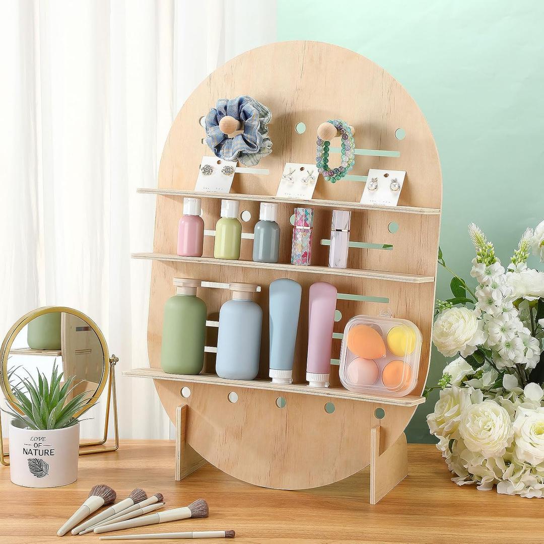 DoubleFill
Large Wooden Pegboard Earrings Display Stand with 10 Pcs Wood Dowel Rod 27'' x 15.75'' for Jewelry Display Jewelry Rack Pegboard Organizer for Vendor Selling for Earring Card Necklace