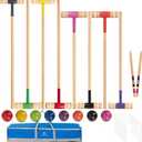 SpeedArmis 8 Players Croquet Set with 32In Regulation | 28In Standard Size Rubber Wood Mallets, Colored PE Ball, Wickets, 21In End Stakes - Lawn Backyard Game Kit for Teens/Adults/Family