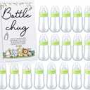 Roowest Bottle Chug Baby Shower Game Favors Including Safari Animals Theme Wooden Sign and 18 Pcs Baby Bottles for Gender Reveal Party Supplies (Green)
