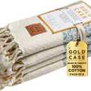 Gold CASE Turkish Hand Towels for Bathroom Set of 4  100% Cotton Bathroom Towels  Helen Kitchen Small Towel for Spa, Face, Tea & Dishcloth  Decorative Patterned Weave  Aqua