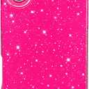 Hython Case for iPhone 17 Case Glitter Cute Sparkly Shiny Bling Sparkle Phone Cases 6.3", Thin Slim Fit Soft TPU Bumper Shockproof Rubber Protective Cover for Women Girls Girly, Hot Pink
