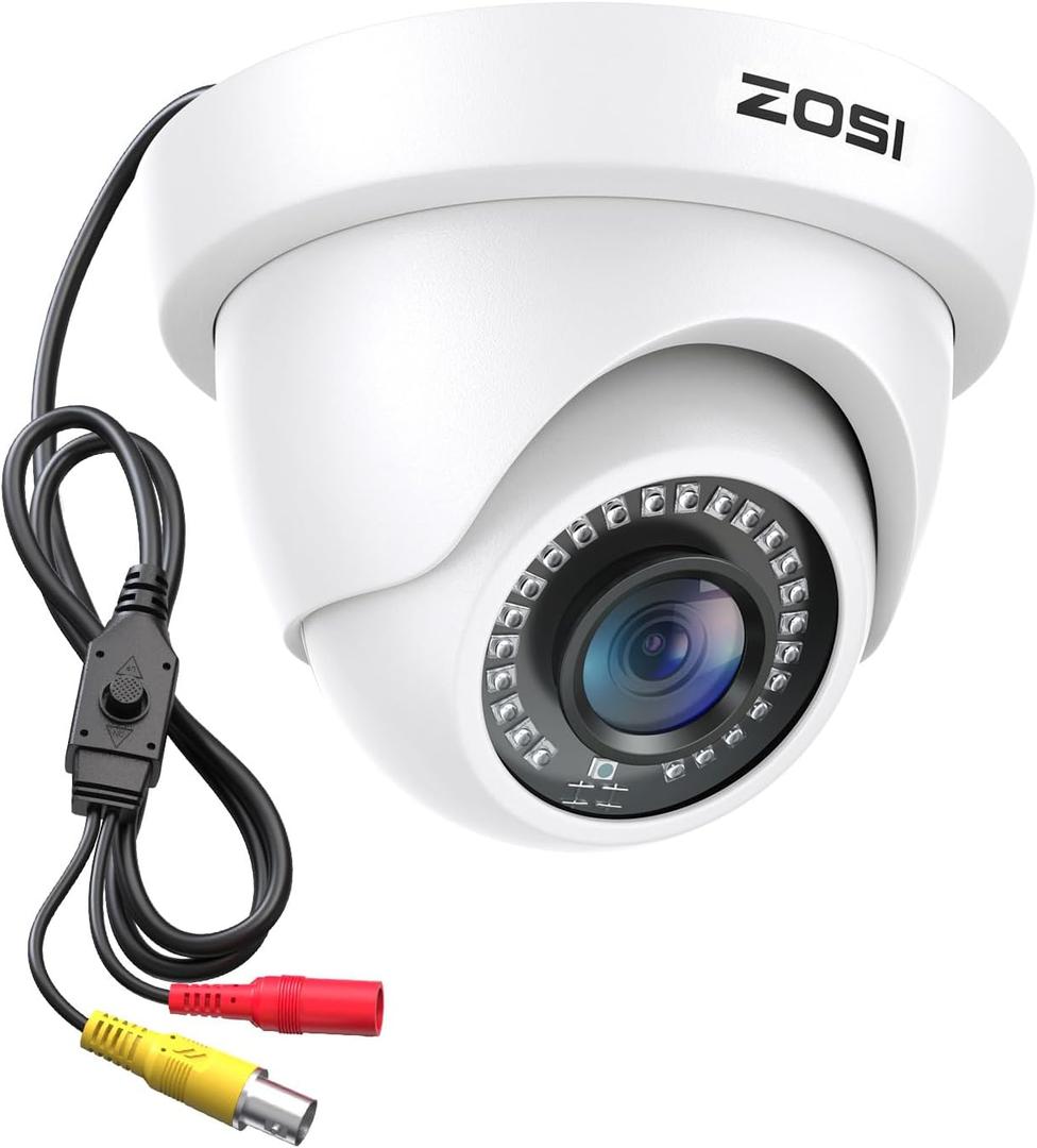 ZOSI 2MP 1080P HD Security Dome Camera Outdoor Indoor, IP66 Weatherproof Surveillance CCTV Camera (Hybrid 4-in-1 HD-CVI/TVI/AHD/960H Analog CVBS), 80ft IR Night Vision, 90 Wide Angle, 24PCS LEDs