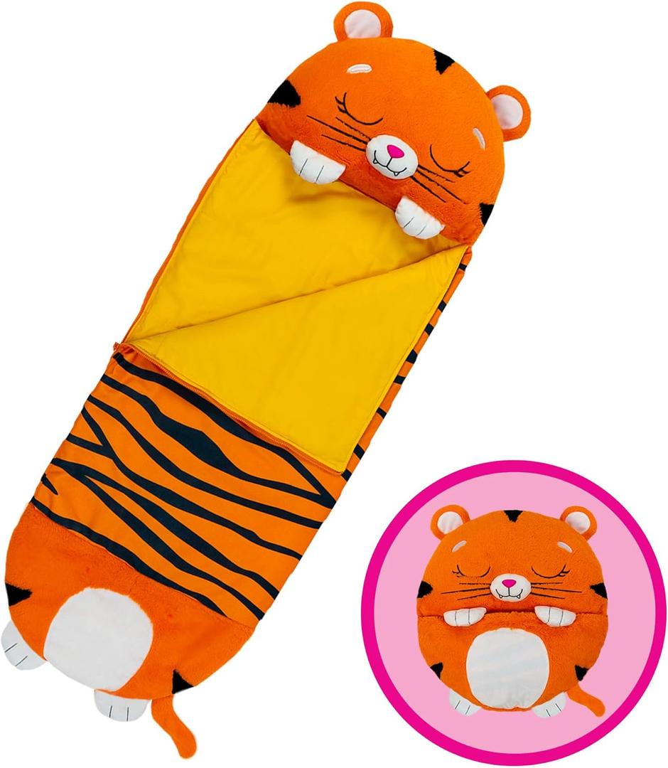 Happy Nappers: Pillow & Sleepy Sack: Large - Tiger Tobi - 66 x 30, 2-in-1: Plush Animal Opens Into Sleeping Bag, Soft Play & Nap Character, Kids 3+ Happy Nappers: Pillow & Sleepy Sack: Large - Tiger Tobi - 66 x 30, 2-in-1: Plush Animal Opens Into Sleeping Bag, Soft Play & Nap Character, Kids 3+