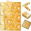 100 Sheets Eid Mubarak Tissue Paper Yellow Blue Eid Al-fitr Gold Mosque Moon Star Patterns Wrapping Tissue for Ramadan Theme Party Decoration Paper, DIY Crafts Supplies