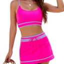 Blooming Jelly Women's High Waisted Bikini Sets Sporty Two Piece Swimsuits Tummy Control Swimwear(Small, Hot Pink)