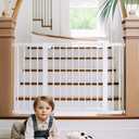 Cumbor 29.7-48" Baby Gate for Stairs, Mom's Choice Awards Winner-Dog Gates for Doorways, Auto Close Safety Pet Gate for Dogs Indoor, Easy Install Pressure Mounted Child Gate with Walk Thru Door, White