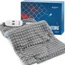 Bedsure Heating Pad for Neck and Shoulders and Back, Weighted Heated Pad with Vibration, FSA Eligible Items, Birthday Gifts for Women Men Mom Men, Auto Shut Off, 5lbs 12" x 24", Grey